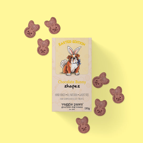 Veggie Paws Chocolate Bunny Shapes Dog Treats 130g