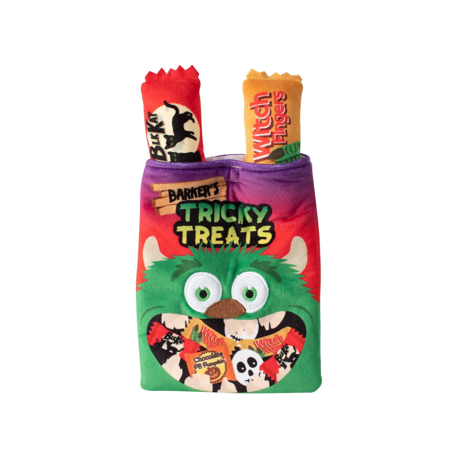 Fringe Studio Halloween Plush Squeaker Dog Toy - Tricky Treats Burrow + 2 Toys