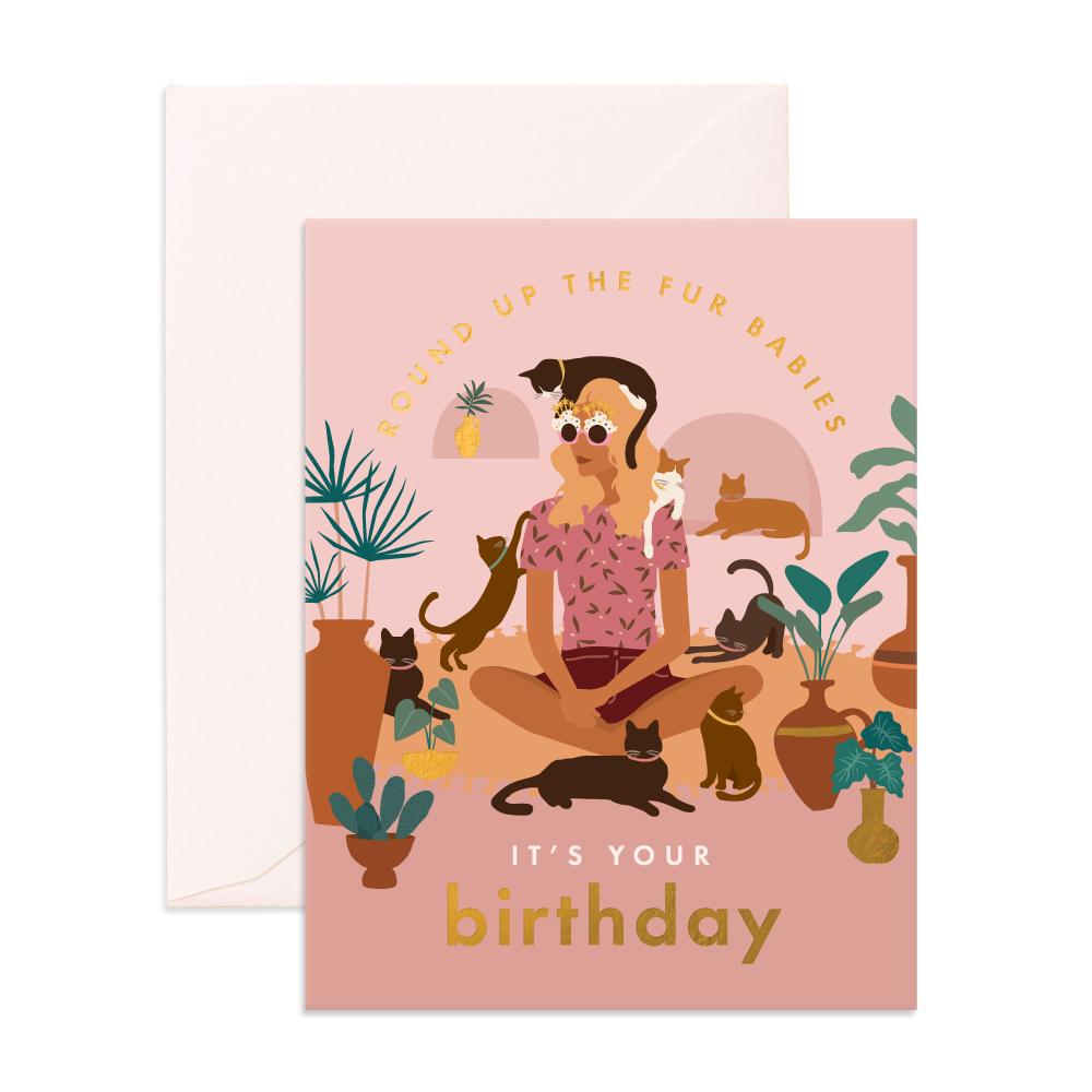 Fox & Fallow- Birthday Cat Lady Greeting Card