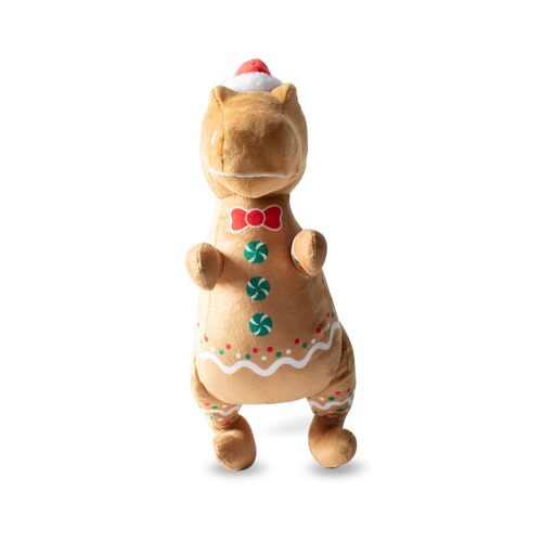 Fringe Studio Christmas Holiday Plush Squeaker Dog Toy - Cookie-Saurus